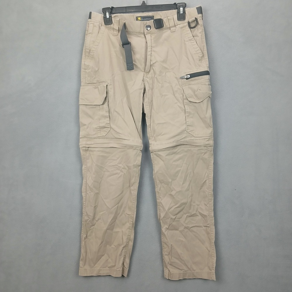BC‎ Clothing Co. Convertible Cargo Pants Mens SX30 Brown Belted Hiking Outdoor